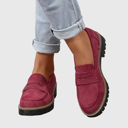 Ingrid | Suede Penny Loafers with Chunky Platform