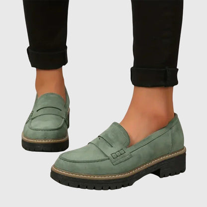 Ingrid | Suede Penny Loafers with Chunky Platform