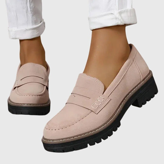 Ingrid | Suede Penny Loafers with Chunky Platform