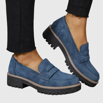 Ingrid | Suede Penny Loafers with Chunky Platform