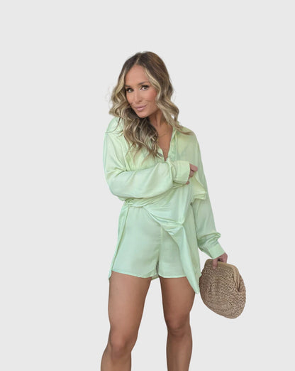 Jade | Button-Down Mini Romper Dress