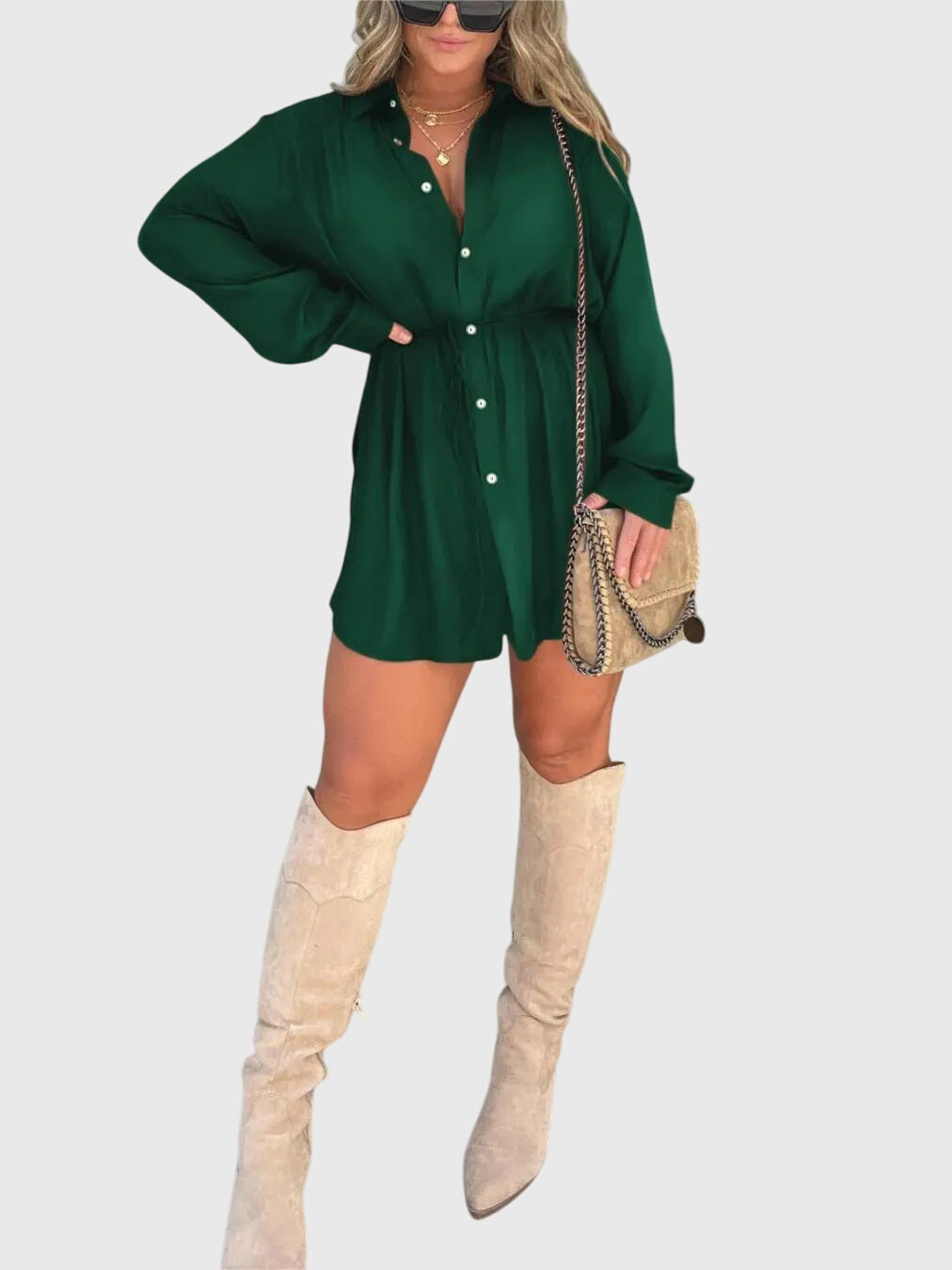 Jade | Button-Down Mini Romper Dress