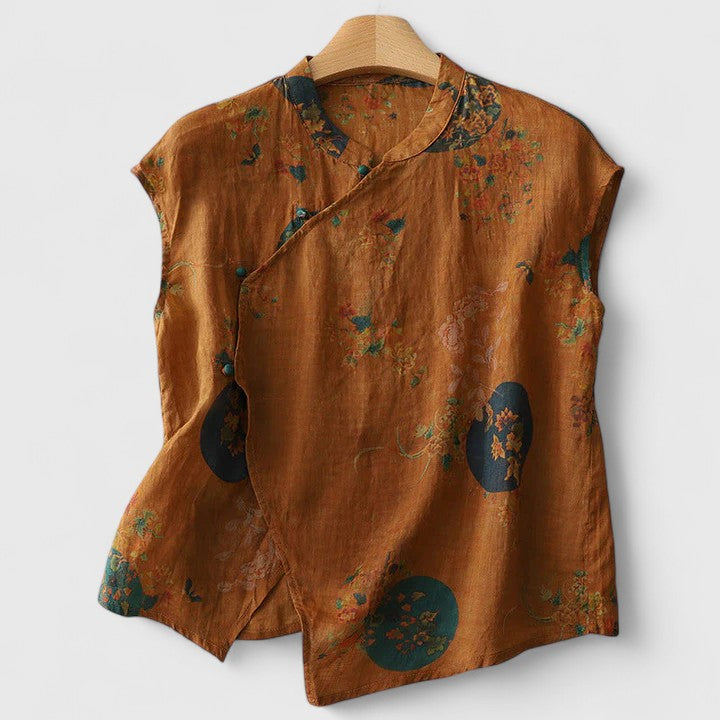 Jade | Floral Print Sleeveless Boho Top