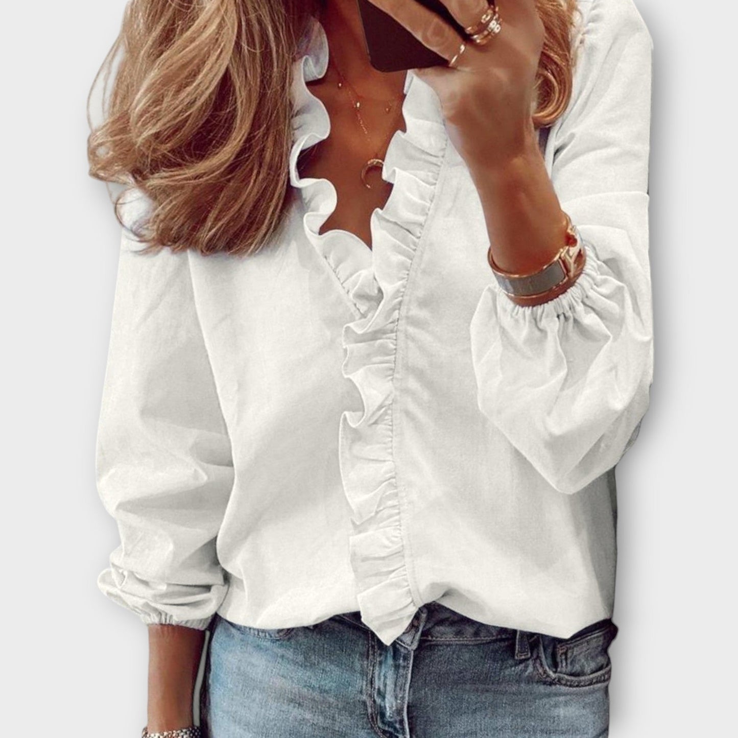 Ava | Comfortable Ruffle Front Blouse