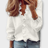 Ava | Comfortable Ruffle Front Blouse