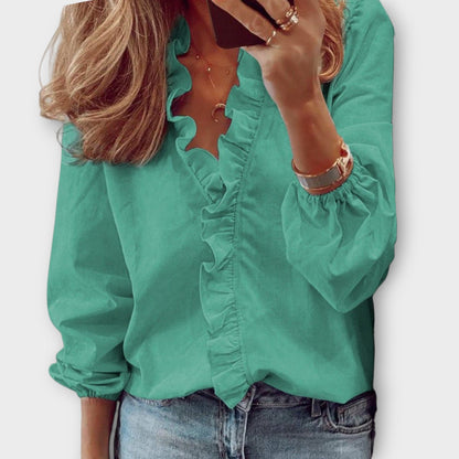 Ava | Comfortable Ruffle Front Blouse