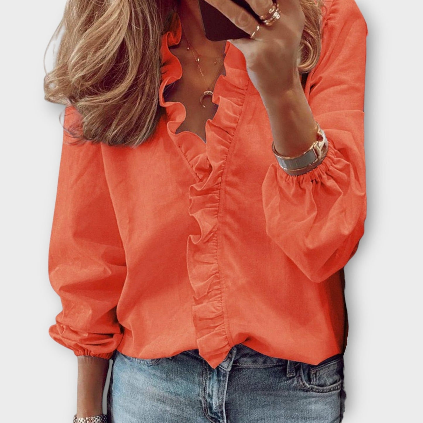 Ava | Comfortable Ruffle Front Blouse
