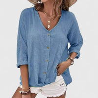 Kennedy | Deep V-Neck Botton Front Blouse