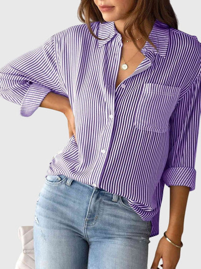 Kennedy | Striped Button Up Collared Shirt