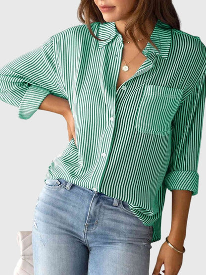 Kennedy | Striped Button Up Collared Shirt