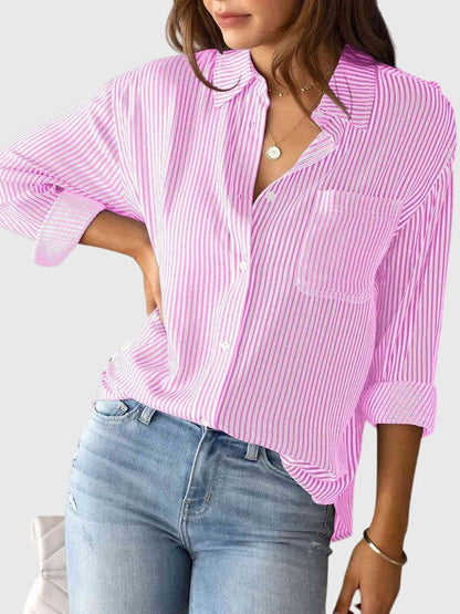 Kennedy | Striped Button Up Collared Shirt