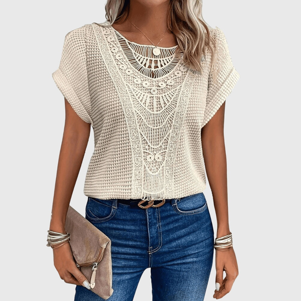 Leah | Crochet Knit Boho Top