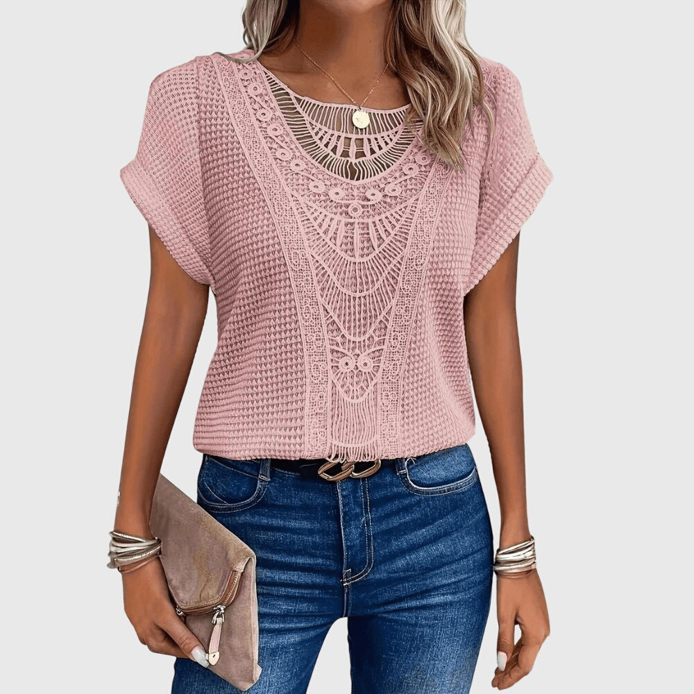Leah | Crochet Knit Boho Top