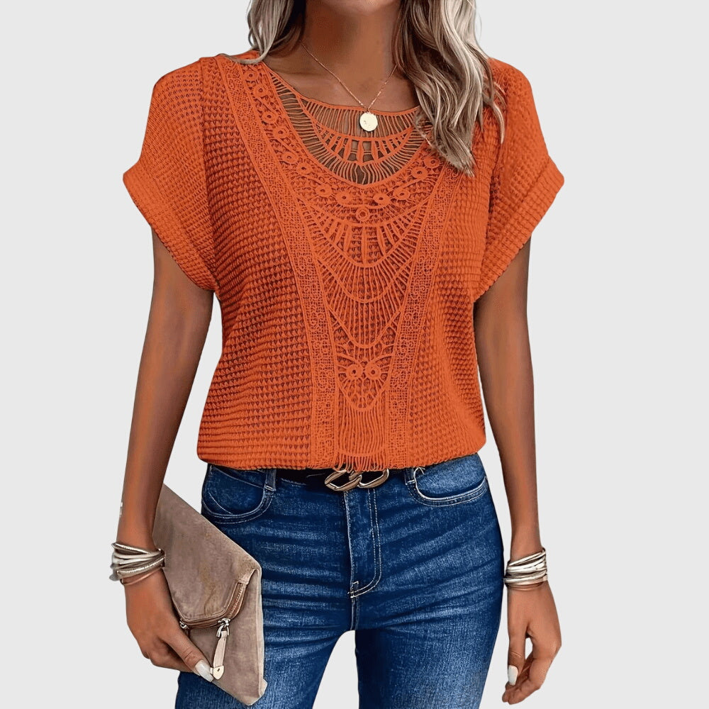 Leah | Crochet Knit Boho Top