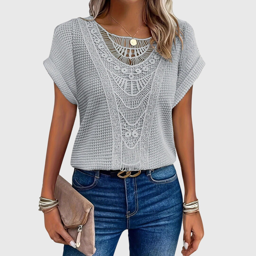 Leah | Crochet Knit Boho Top