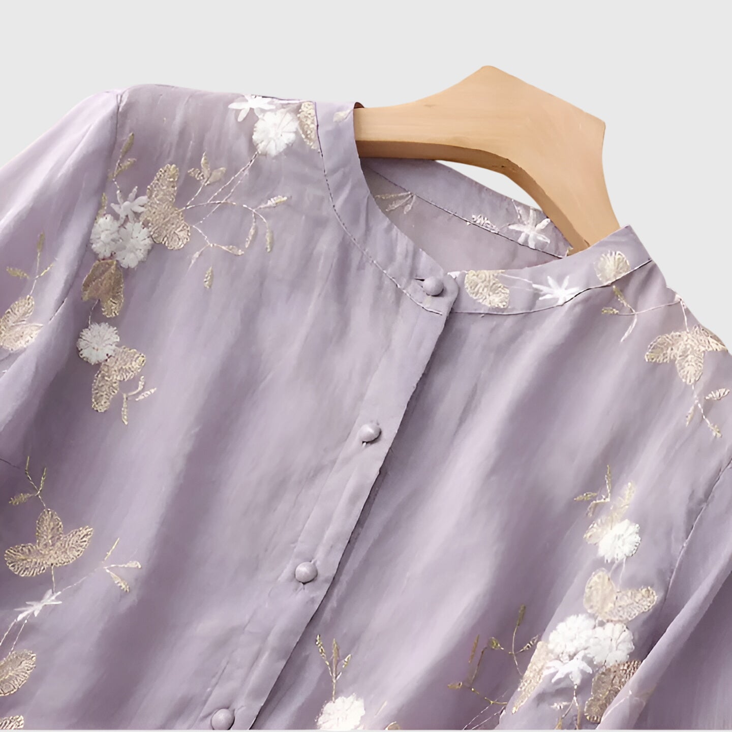 Leah | Embroidered Flower Sheer Blouse Top
