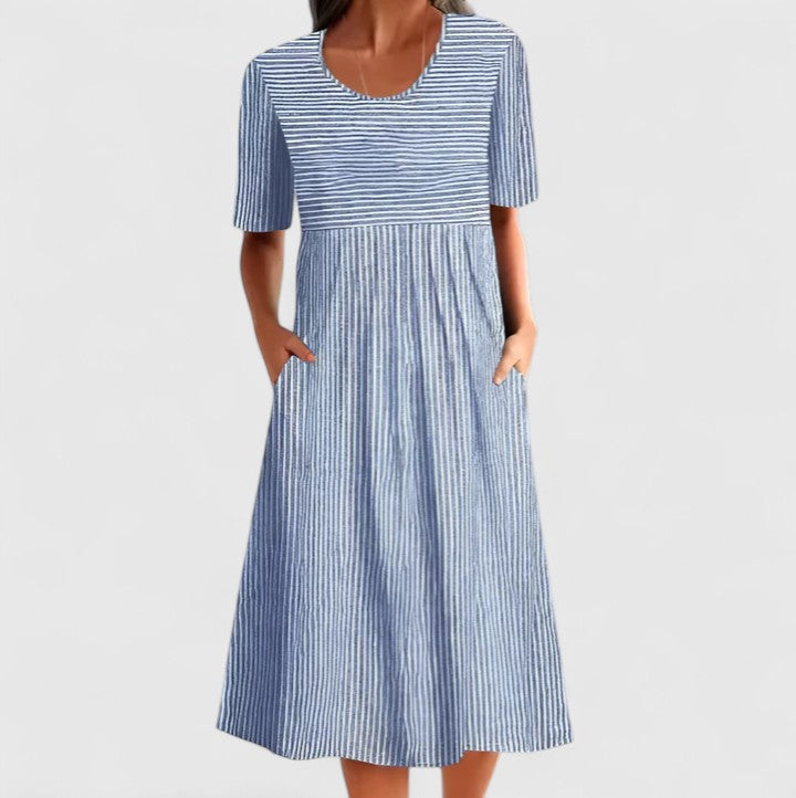 Leah | Striped A-Line Midi Dress
