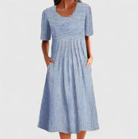 Leah | Striped A-Line Midi Dress
