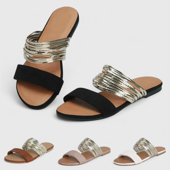 Lena | Elegant Flat Slide Summer Sandals