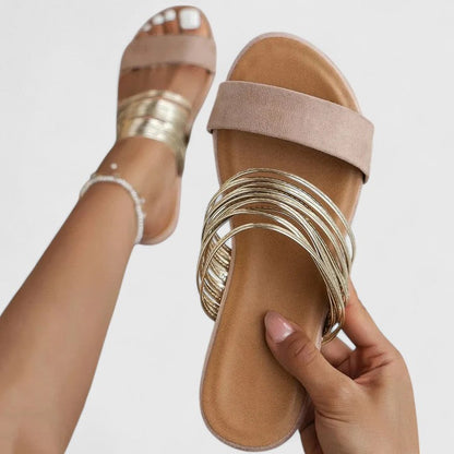 Lena | Elegant Flat Slide Summer Sandals