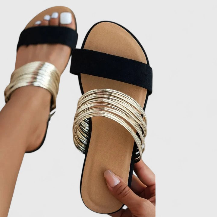 Lena | Elegant Flat Slide Summer Sandals