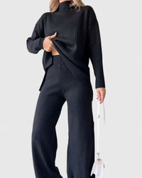 Lily | Comfortable Ribbed Turtleneck Top and Pants Matching Set