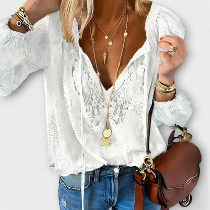 Luna | Sheer Lace Boho Blouse