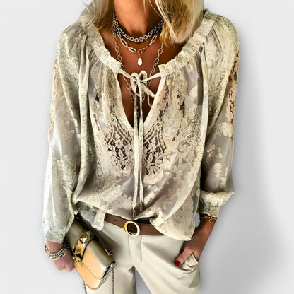 Luna | Sheer Lace Boho Blouse