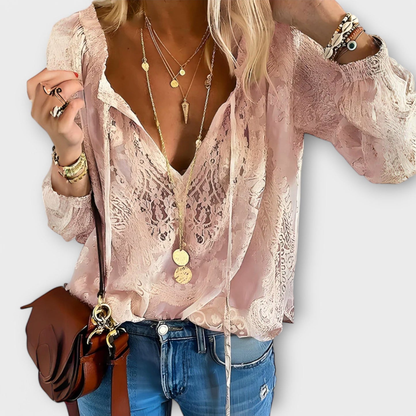 Luna | Sheer Lace Boho Blouse