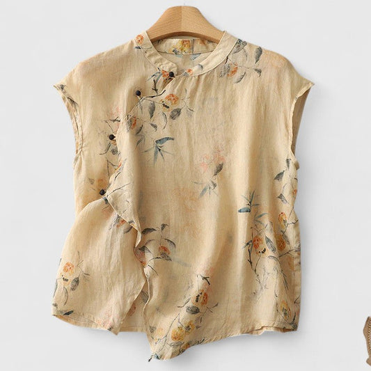 Jade | Floral Print Sleeveless Boho Top