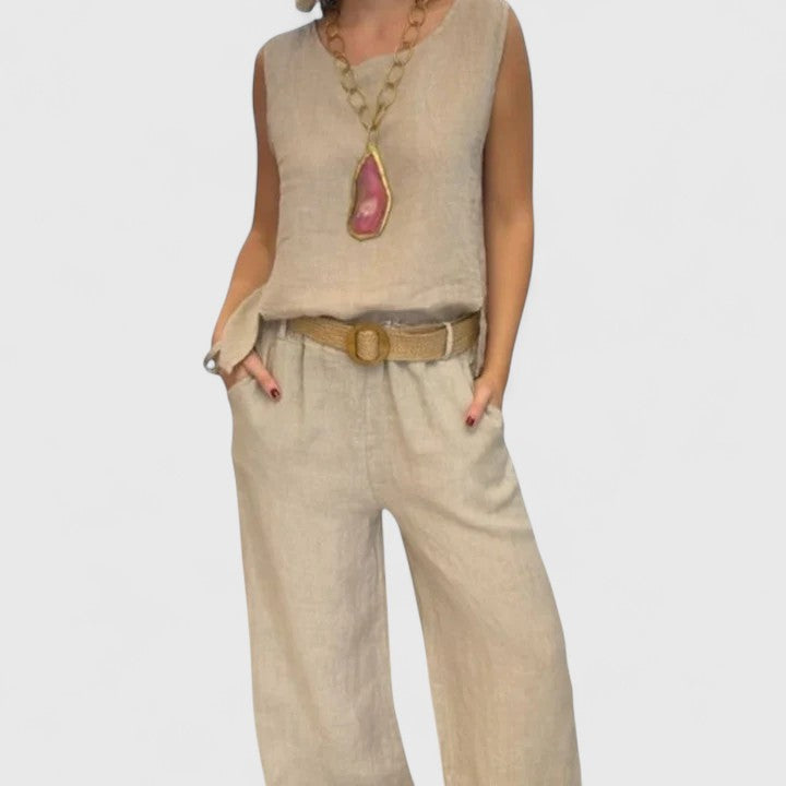 Marina | Elegant Sleeveless Top and Pants Matching Set
