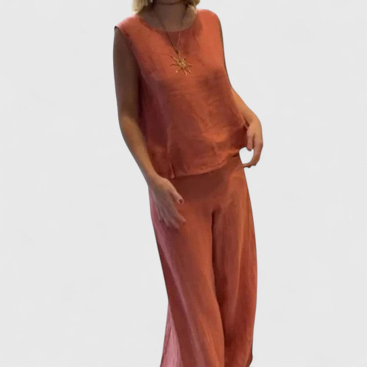 Marina | Elegant Sleeveless Top and Pants Matching Set