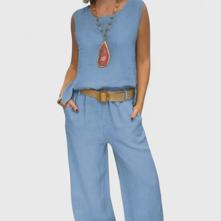 Marina | Elegant Sleeveless Top and Pants Matching Set