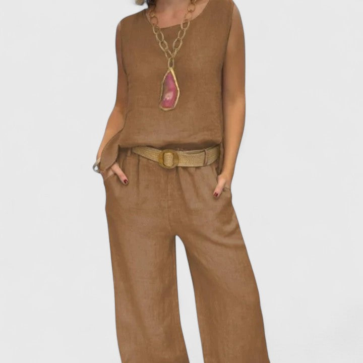 Marina | Elegant Sleeveless Top and Pants Matching Set