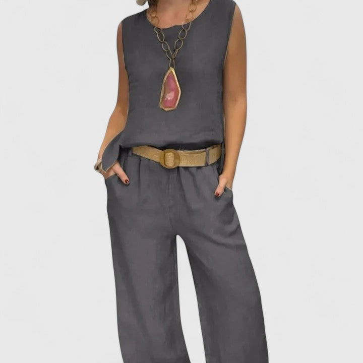 Marina | Elegant Sleeveless Top and Pants Matching Set