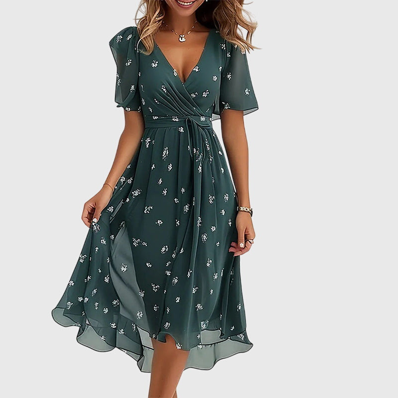 Marina | Elegant V-Neck Midi Dress