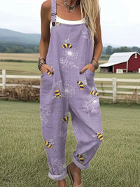 Meadow | Bee and Floral Dungaree Jumpsuit