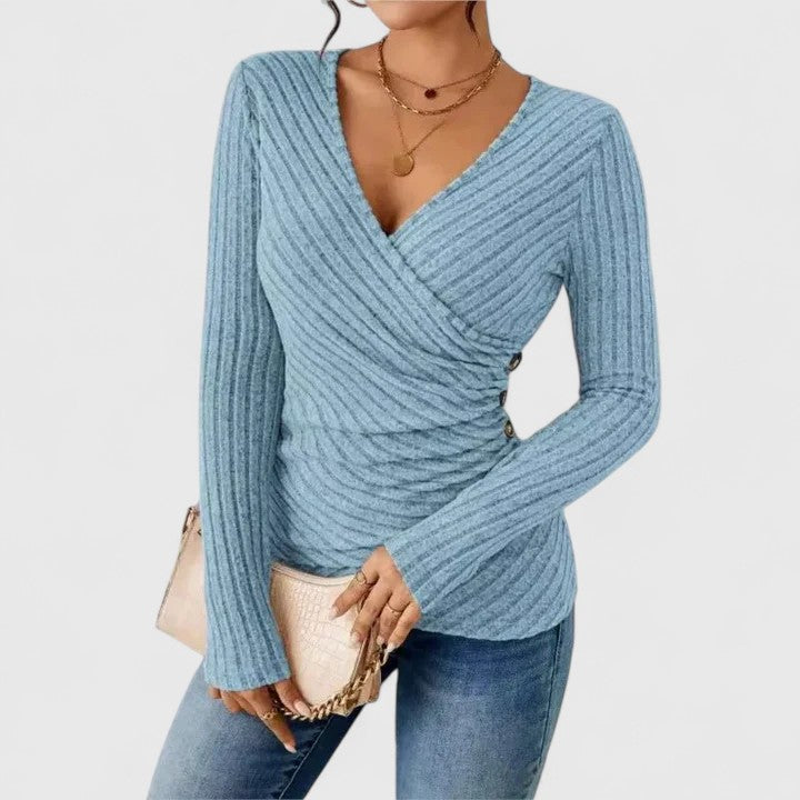 Mia | Wrap Ribbed Knit Top