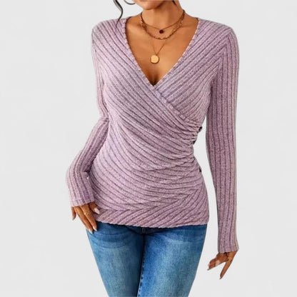 Mia | Wrap Ribbed Knit Top