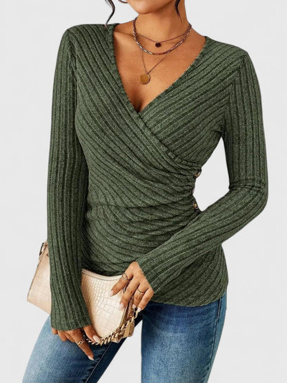 Mia | Wrap Ribbed Knit Top