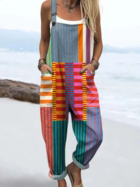 Mireya | Rainbow Stripes Dungaree Jumpsuit