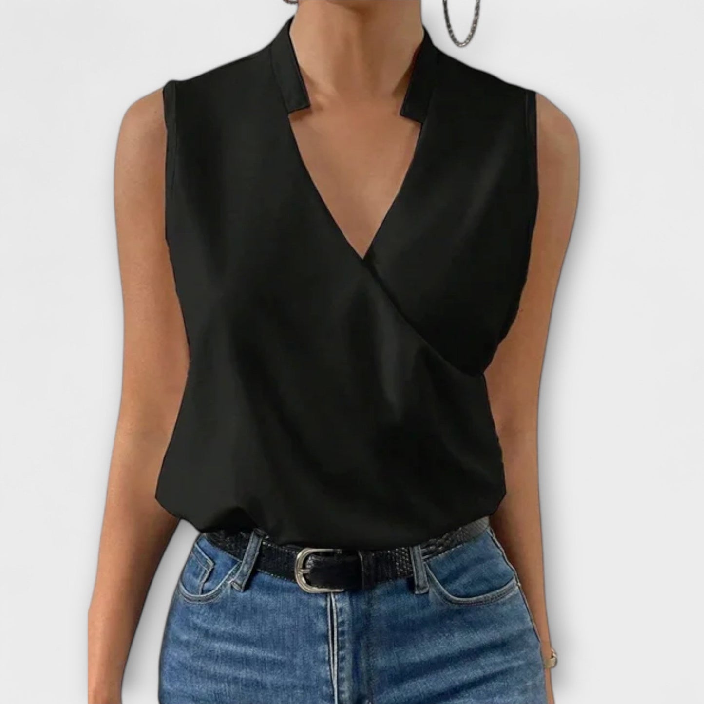 Lily | Collared Wrap Sleeveless Top