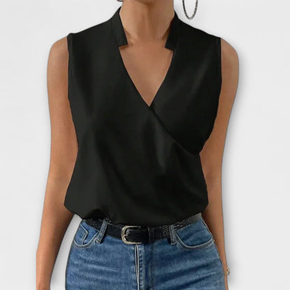 Lily | Collared Wrap Sleeveless Top