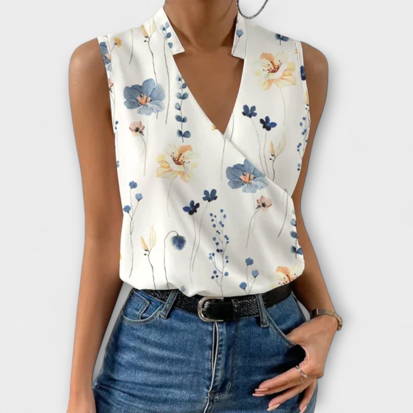 Lily | Collared Wrap Sleeveless Top
