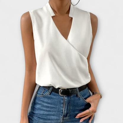 Lily | Collared Wrap Sleeveless Top