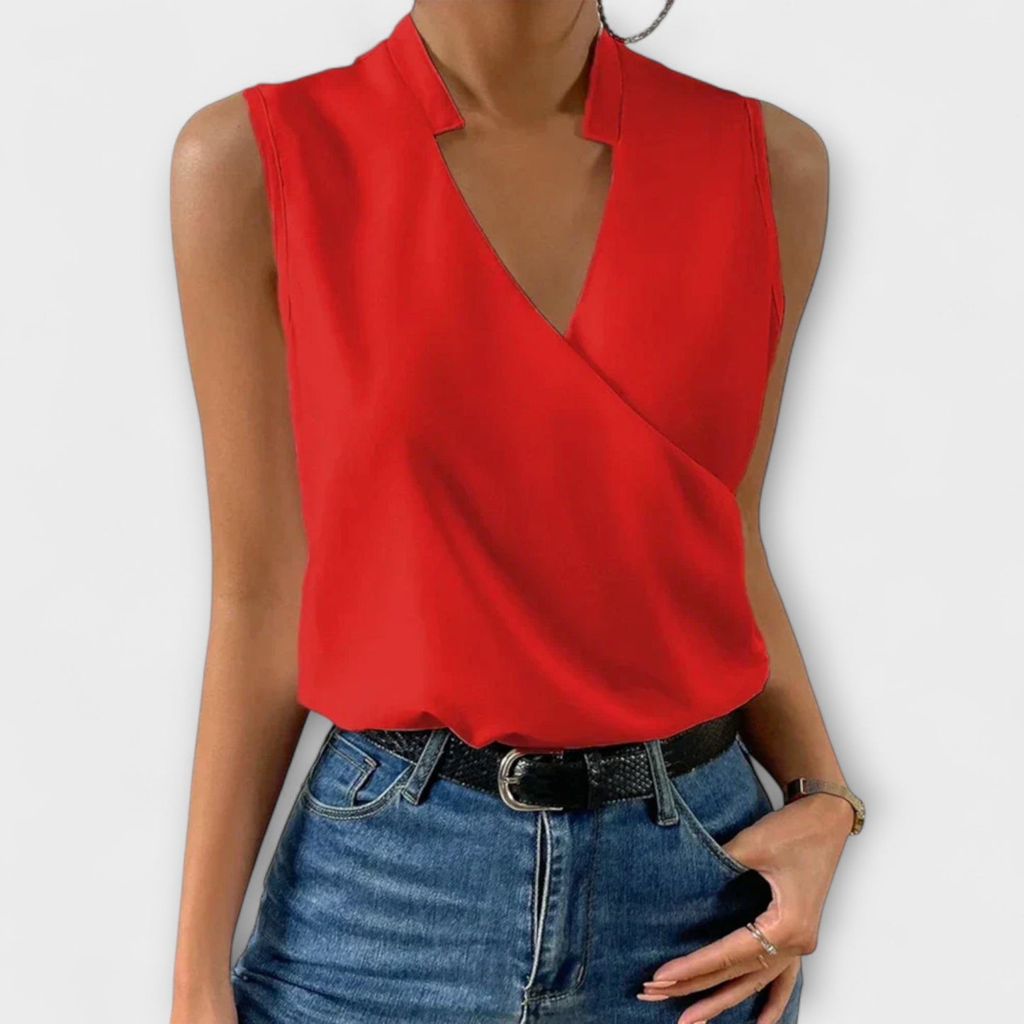Lily | Collared Wrap Sleeveless Top