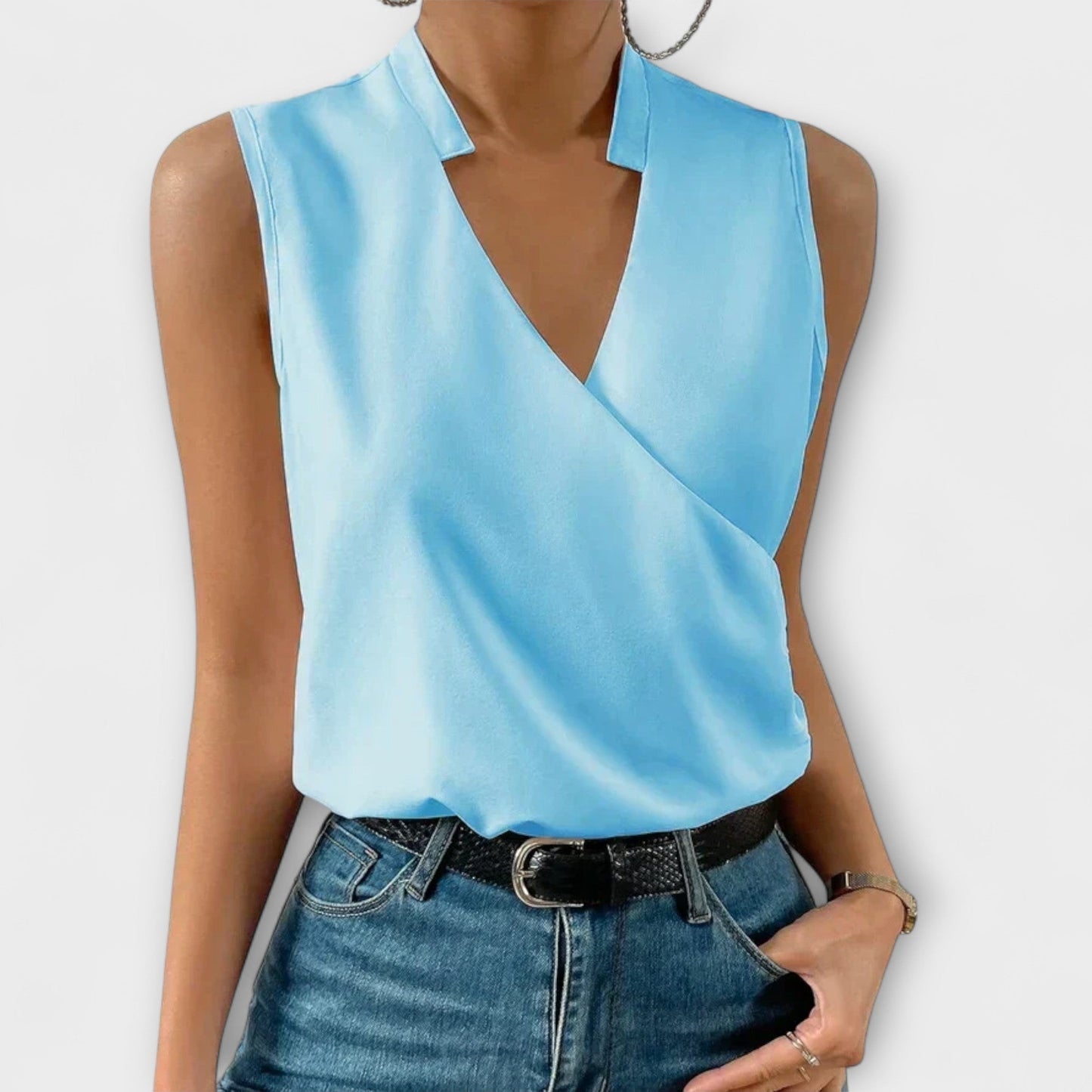 Lily | Collared Wrap Sleeveless Top
