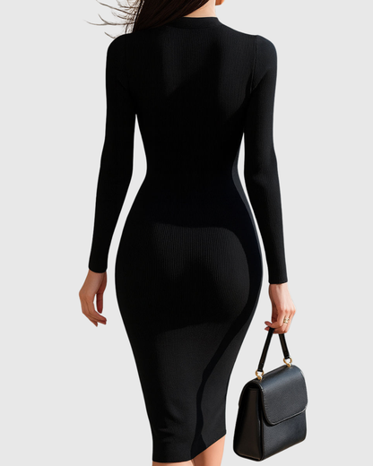Naomi | Ribbed Knit Bodycon Midi Dress