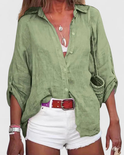 Natalie | Comfortable Button Up Blouse Shirt