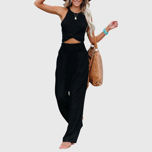 Natalie | Comfortable Smocked Waist Wide Leg Pants